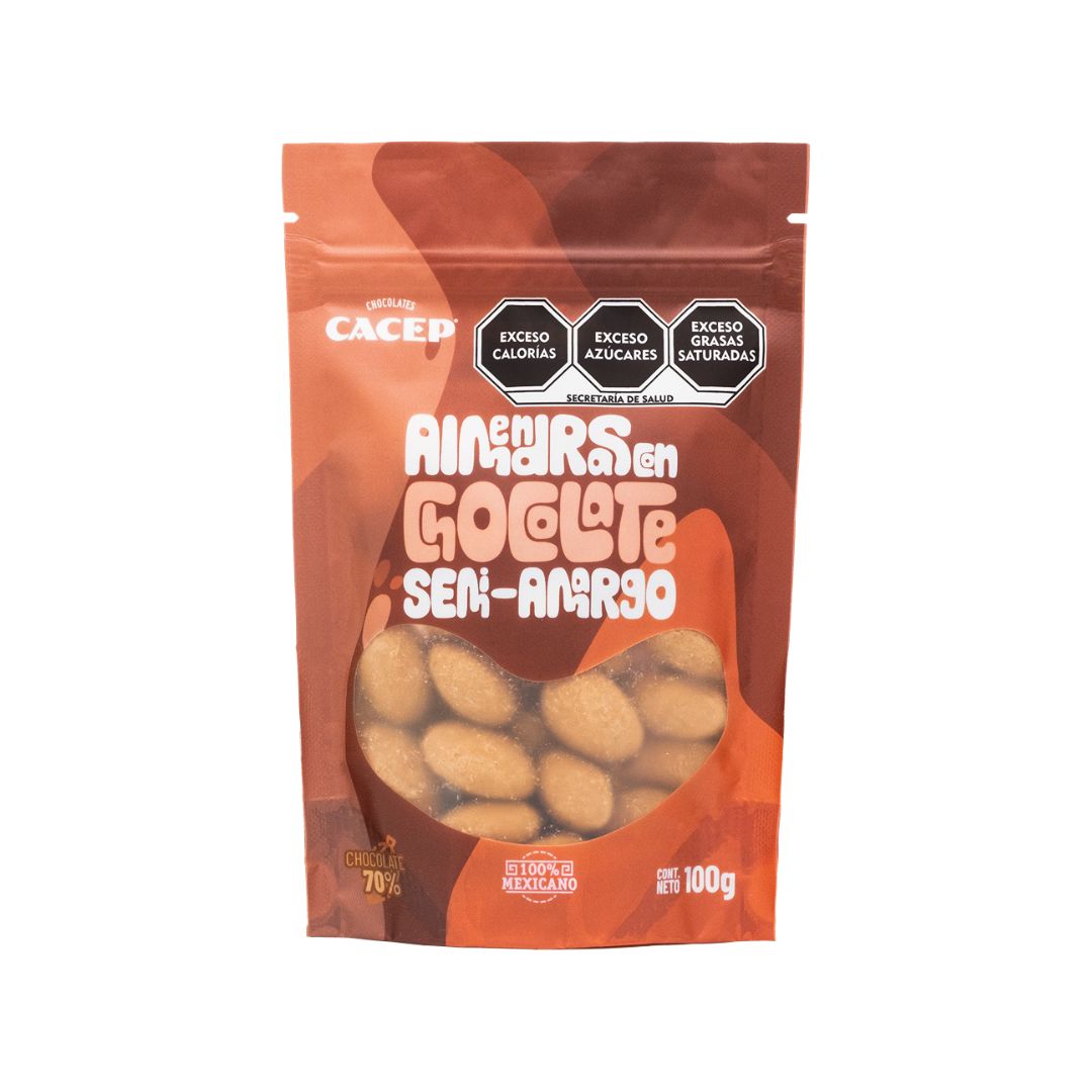 Almendras con Chocolate Semi-Amargo 70% Cacao, 100 g, Confituras