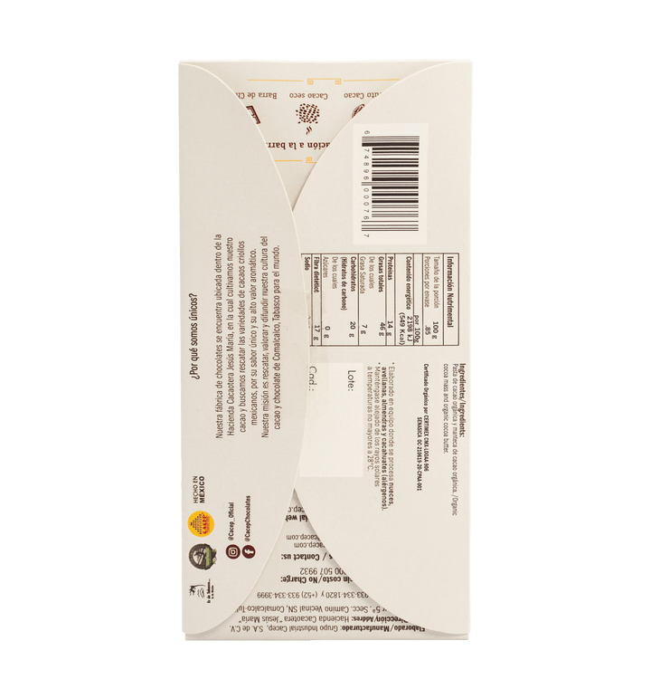 Barra de 85g Chocolate amargo 100% cacao