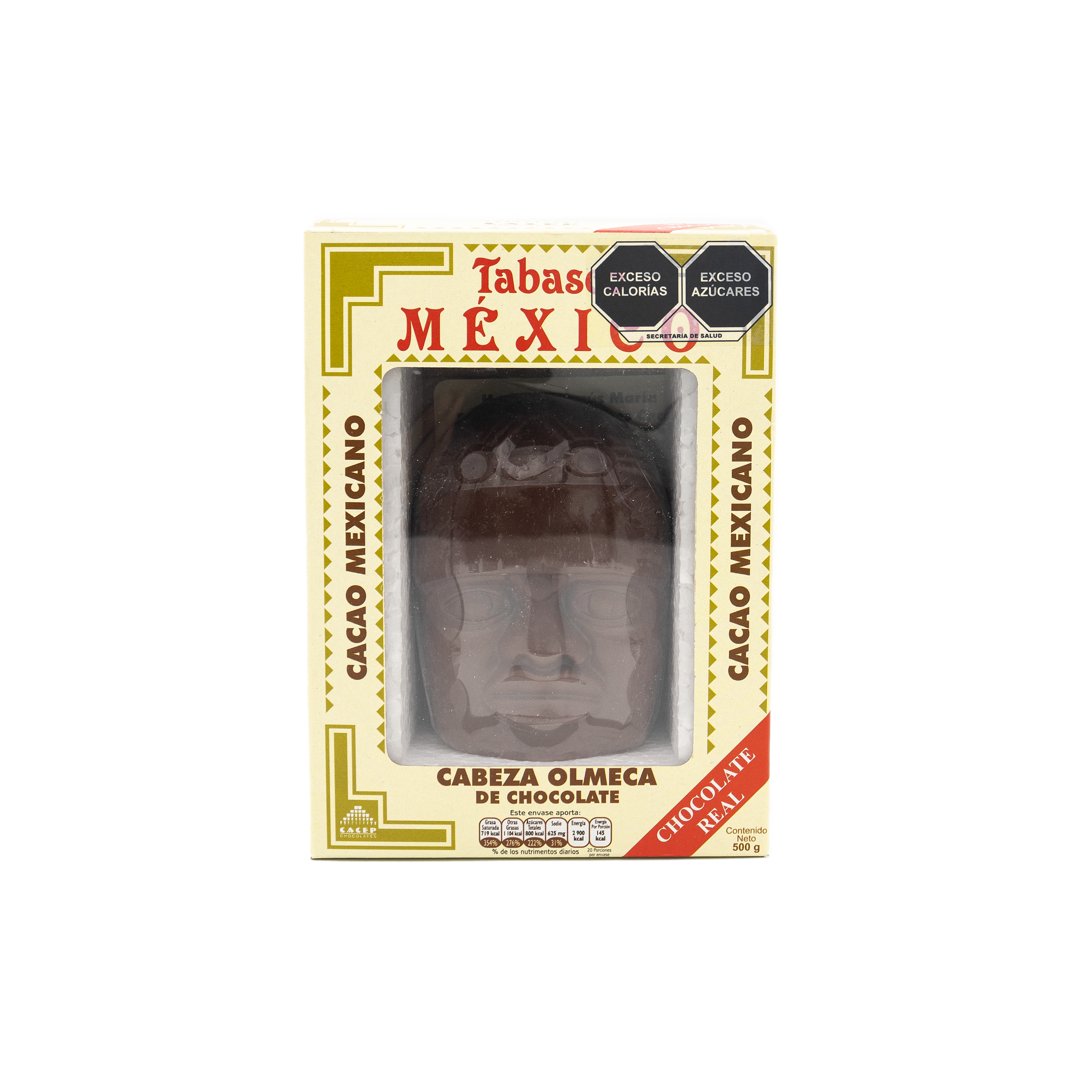 Cabeza olmeca de chocolate oscuro, 500g
