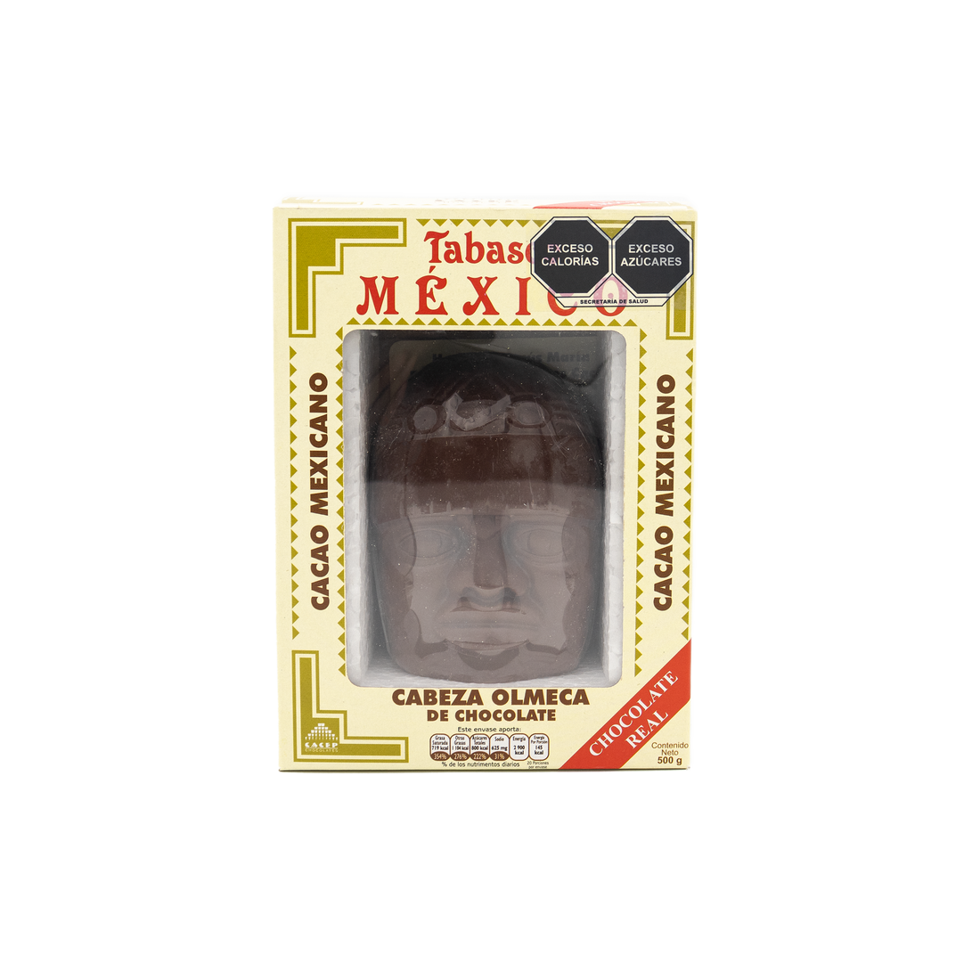 Cabeza olmeca de chocolate oscuro, 500g
