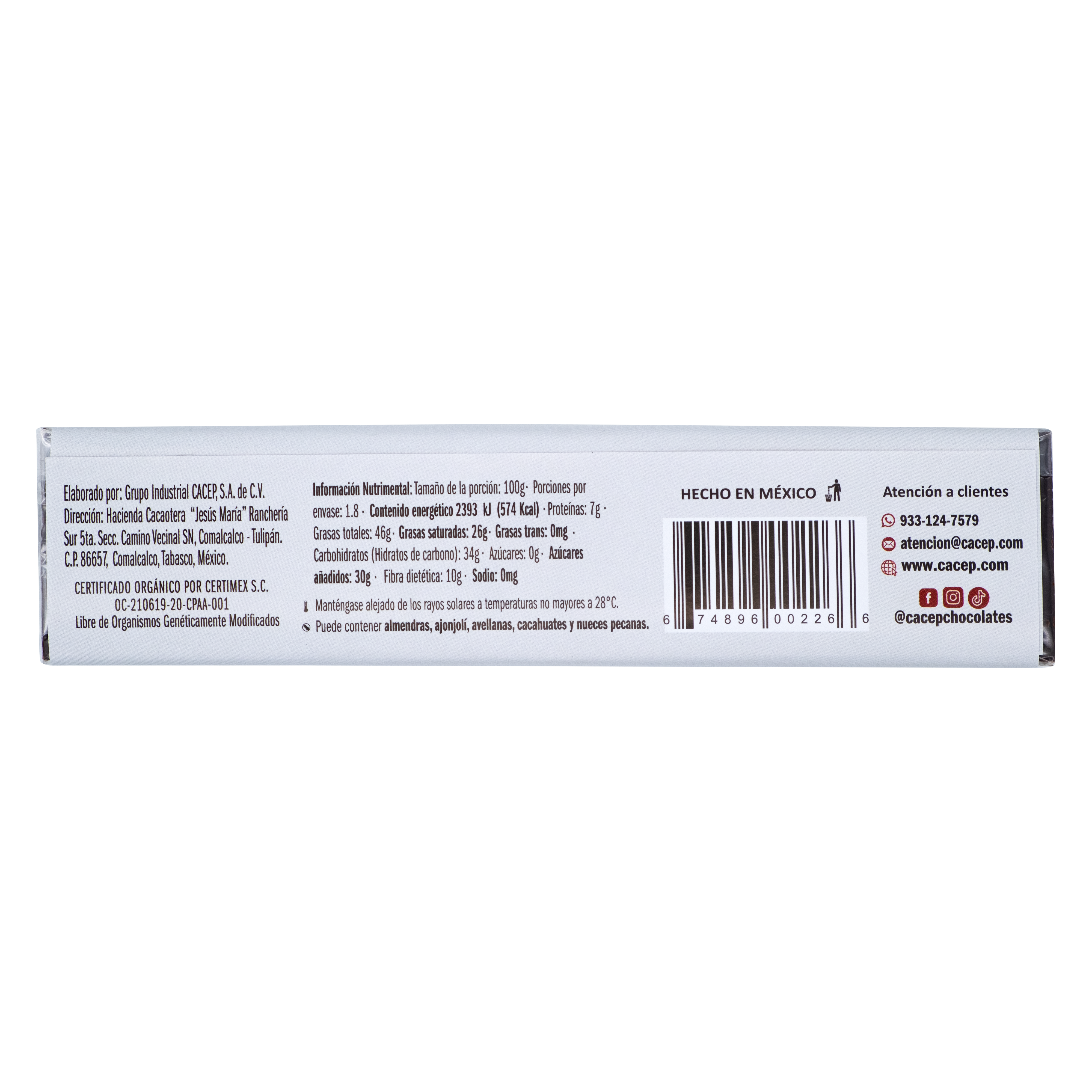 Chocolate Semi Amargo 70% Cacao, 180g