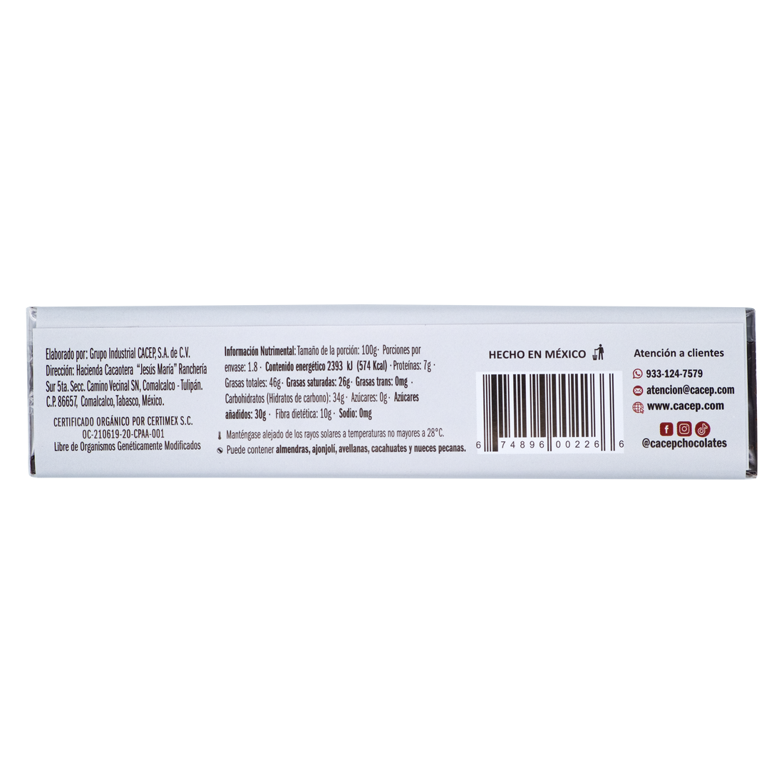 Chocolate Semi Amargo 70% Cacao, 180g