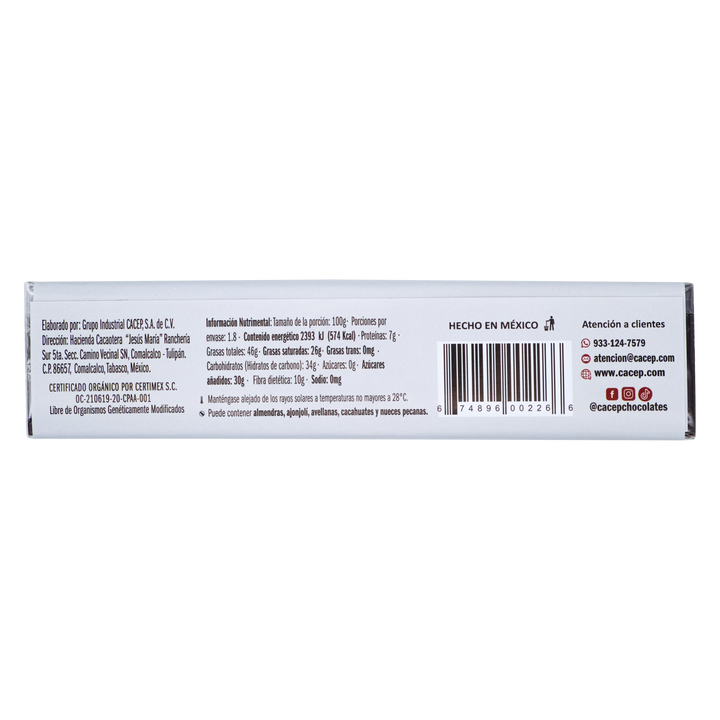 Chocolate Semi Amargo 70% Cacao, 180g