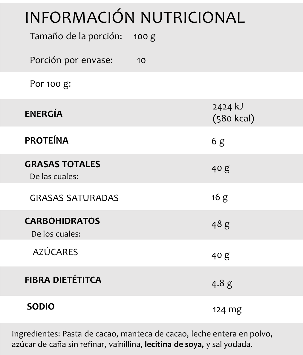 Barra de 1kg Chocolate Claro con Leche