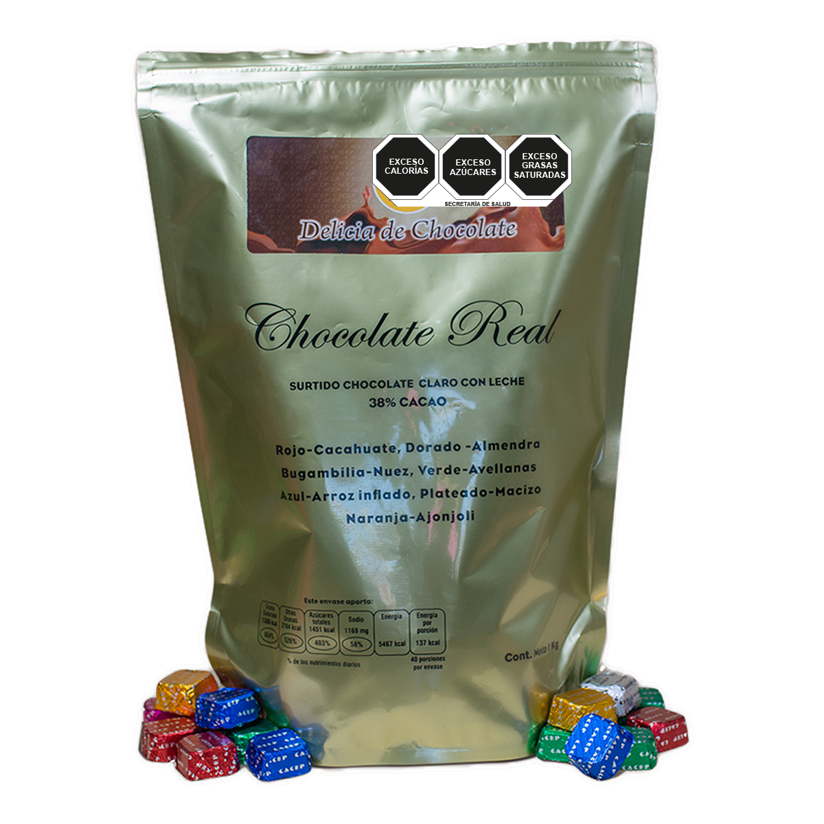 Cubitos de chocolate con semillas, 1kg