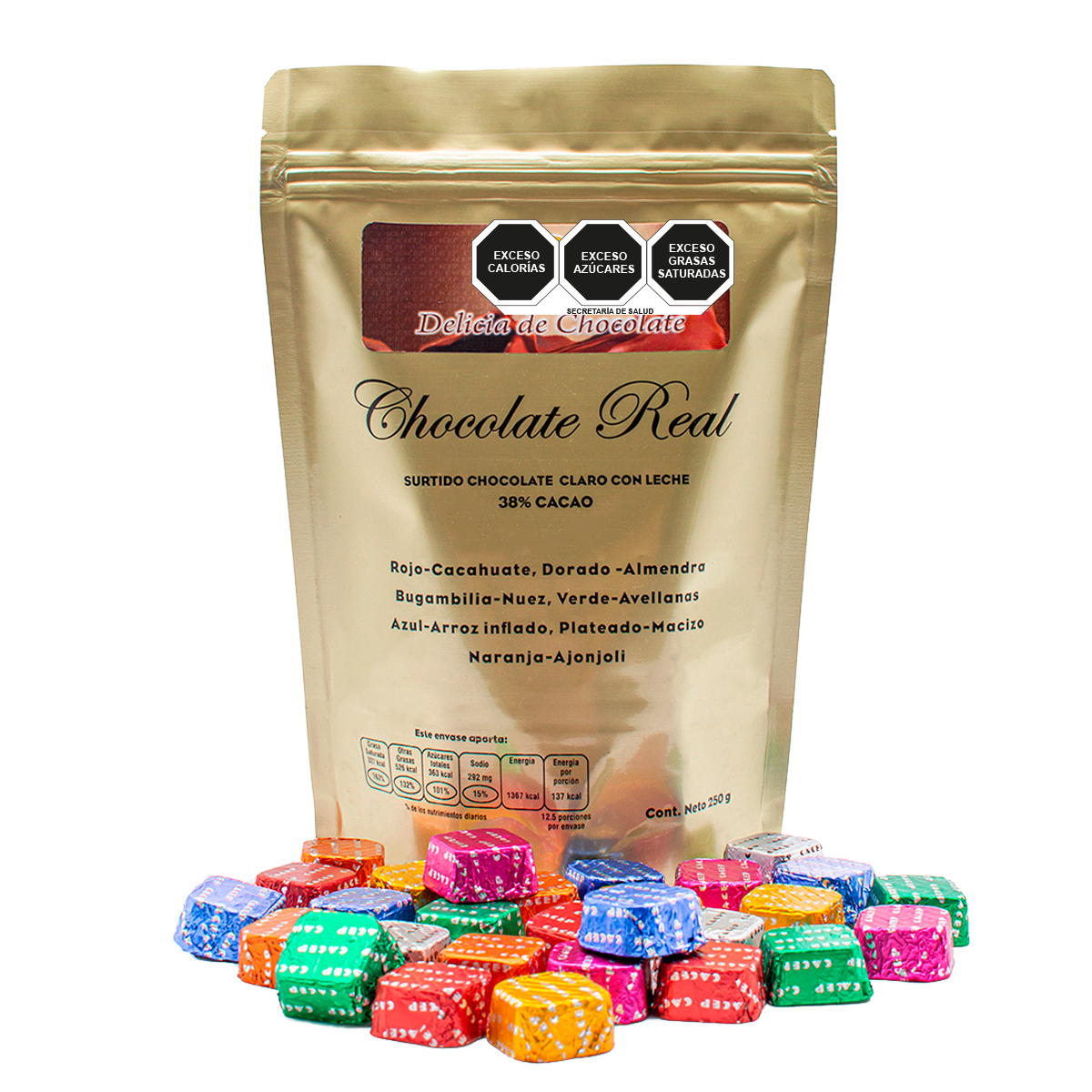 Cubitos de chocolate con semillas, 250g