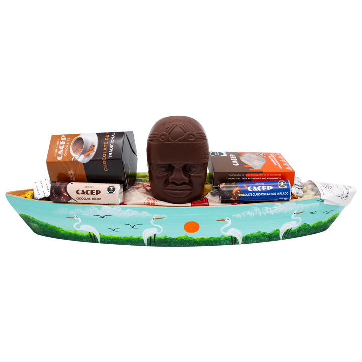 Cayuco de madera pintado en Acuarela, GRANDE