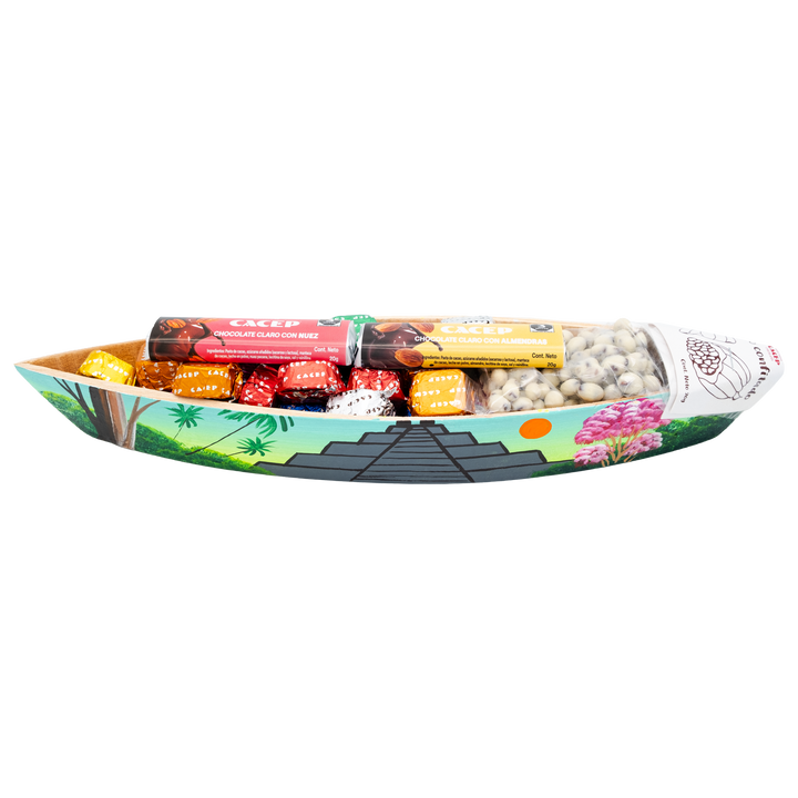 Cayuco de madera pintado Acuarela s/c, mediano