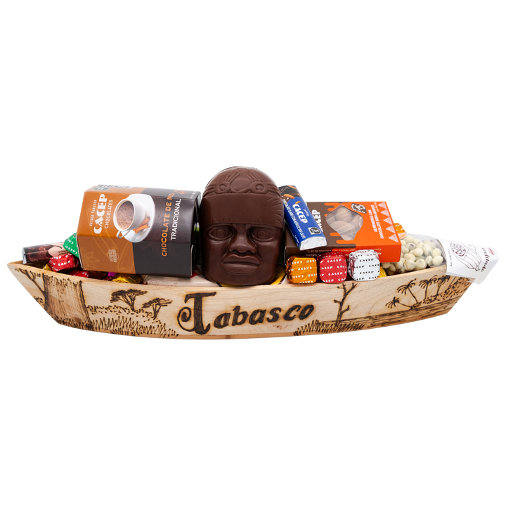 Cayuco de madera grabado, grande c/c