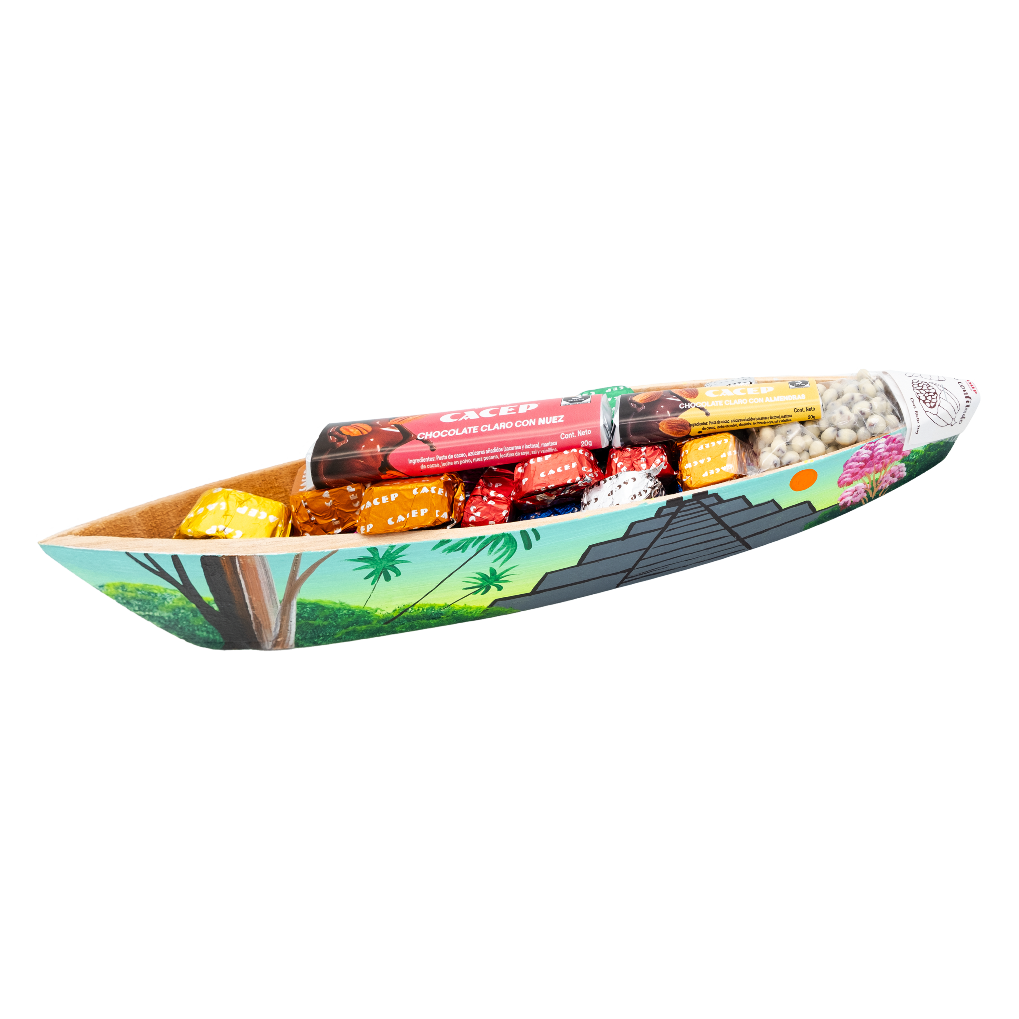 Cayuco de madera pintado Acuarela, MEDIANO s/c