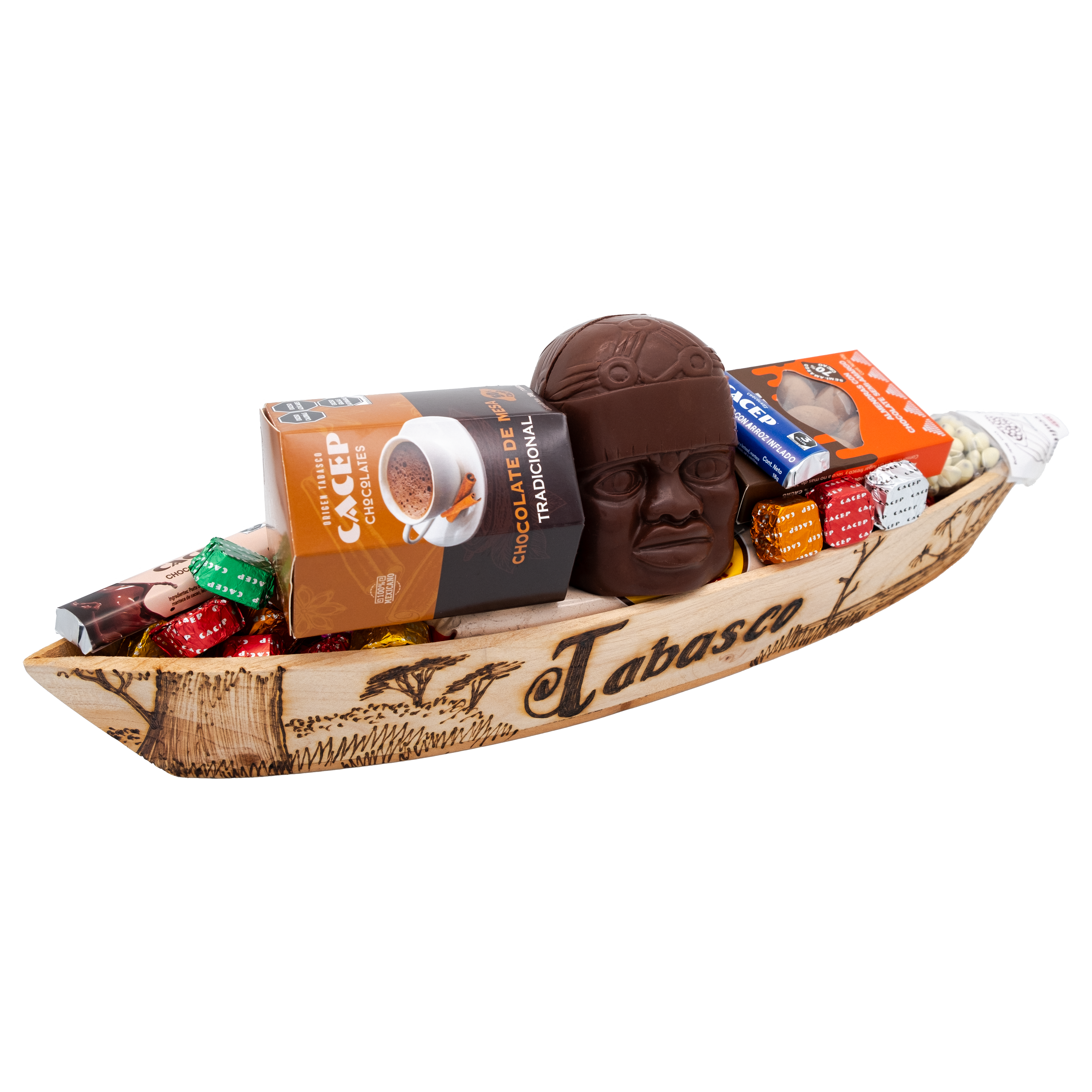 Cayuco de madera grabado, GRANDE