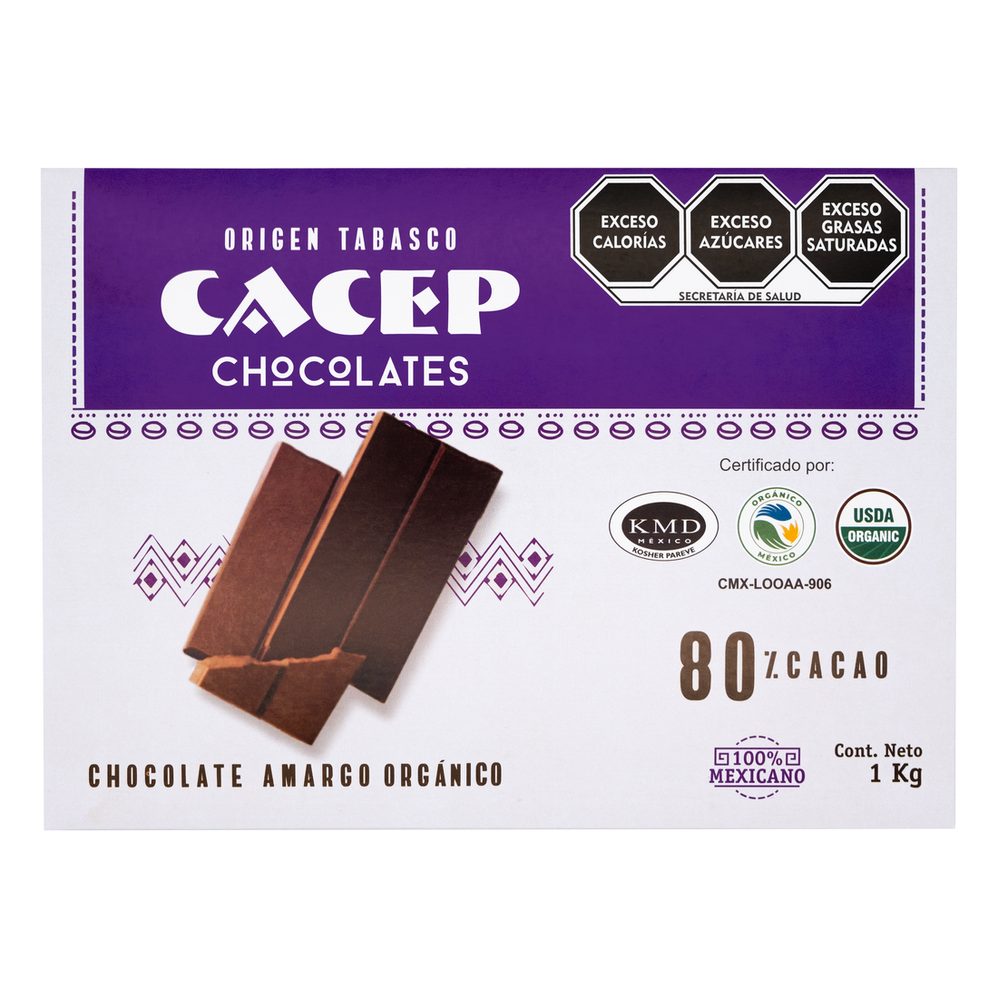 Barra de 1kg Chocolate amargo 80% cacao
