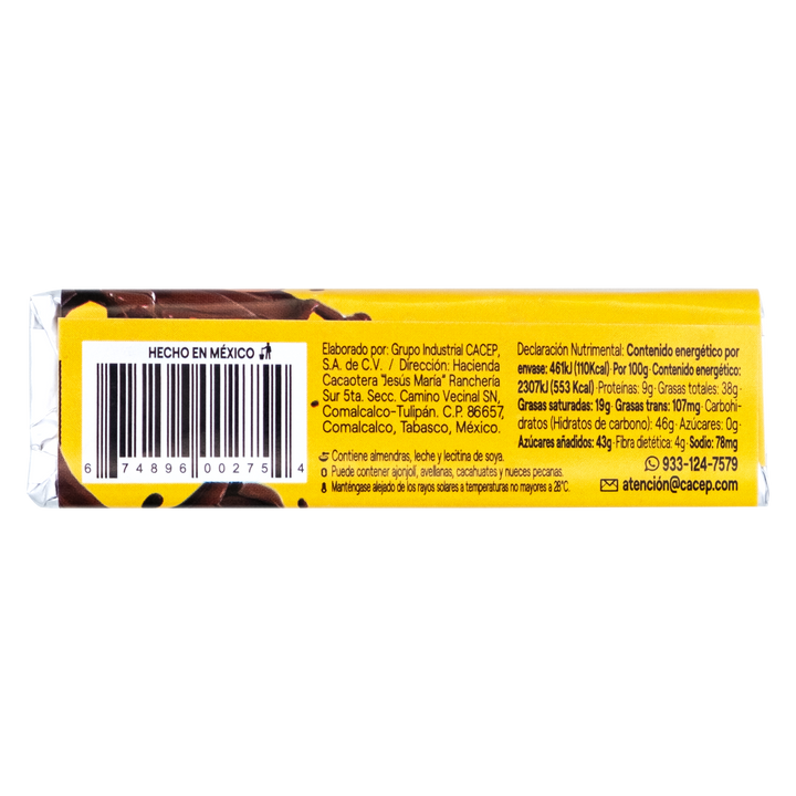 Barritas de 20g de chocolate con almendras, Paquete de 20pz