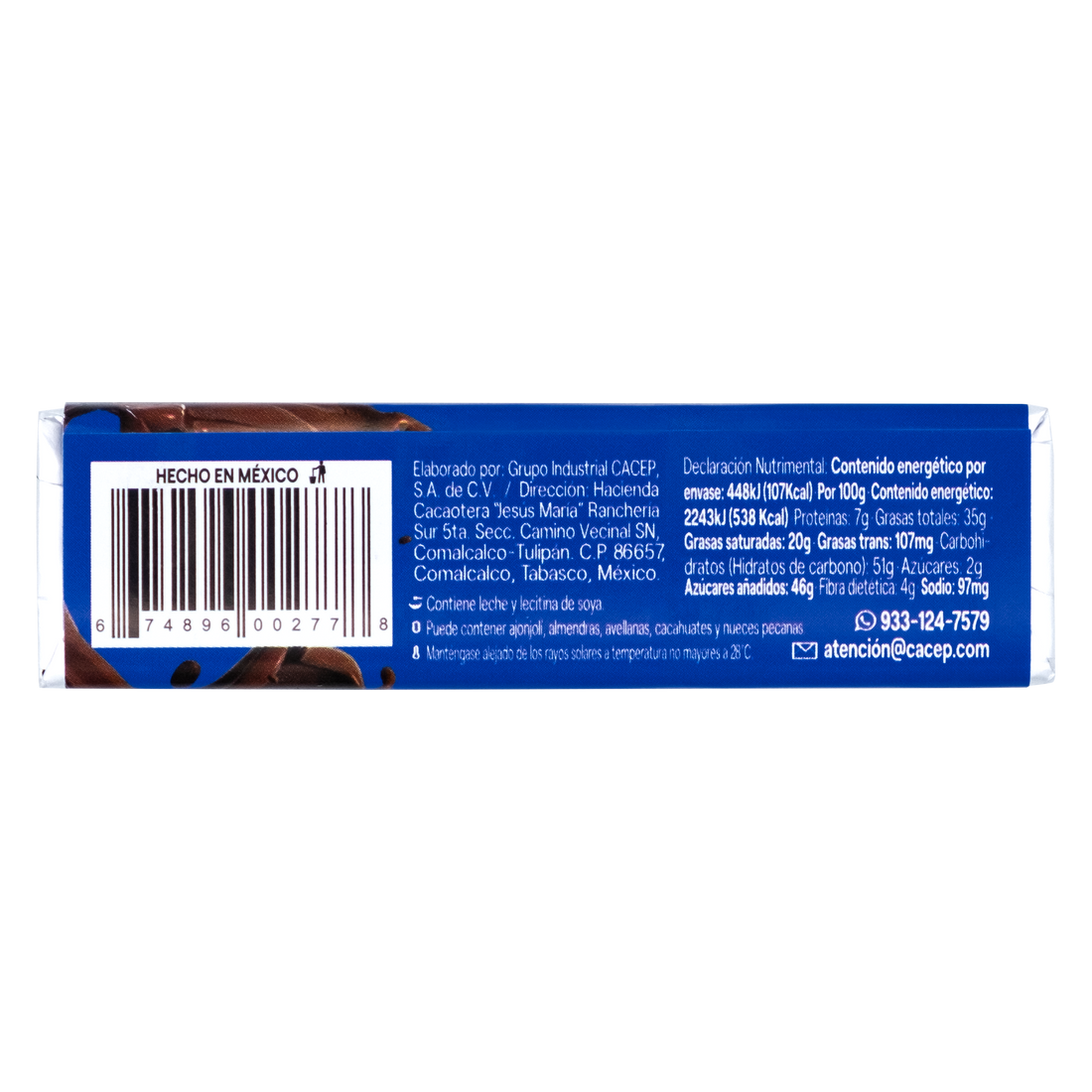 Barritas de 20g chocolate con arroz inflado, Paquete de 20pz