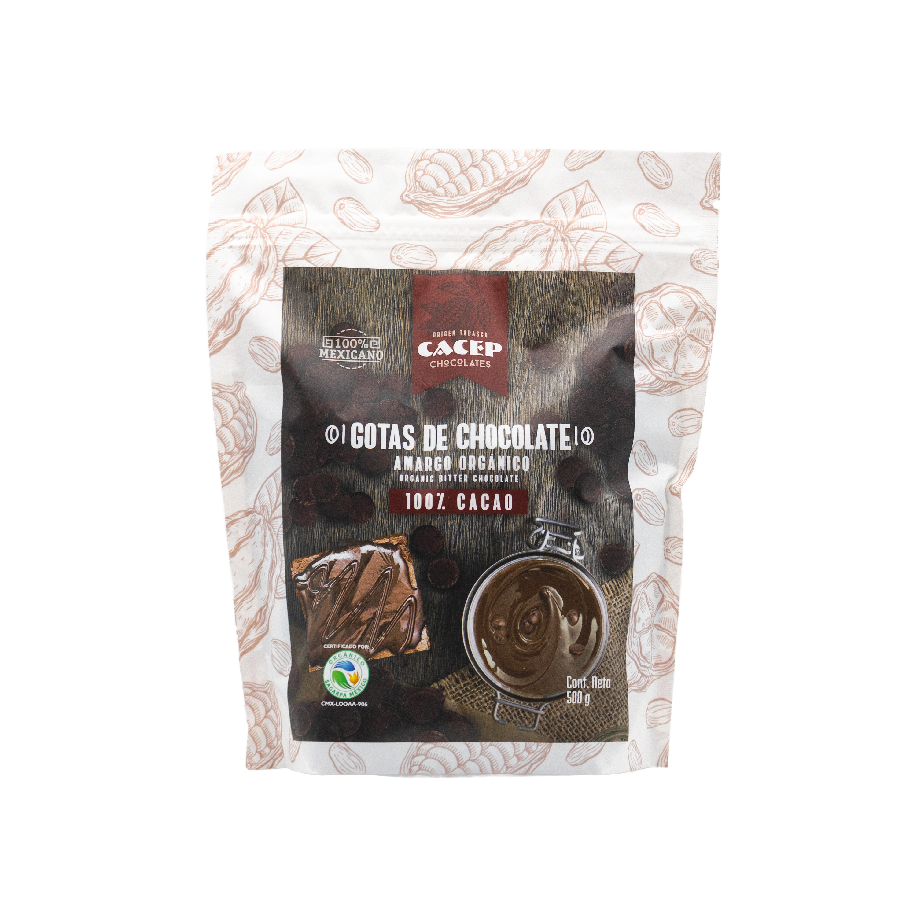 Gotas de Chocolate 100% Cacao, 500 g