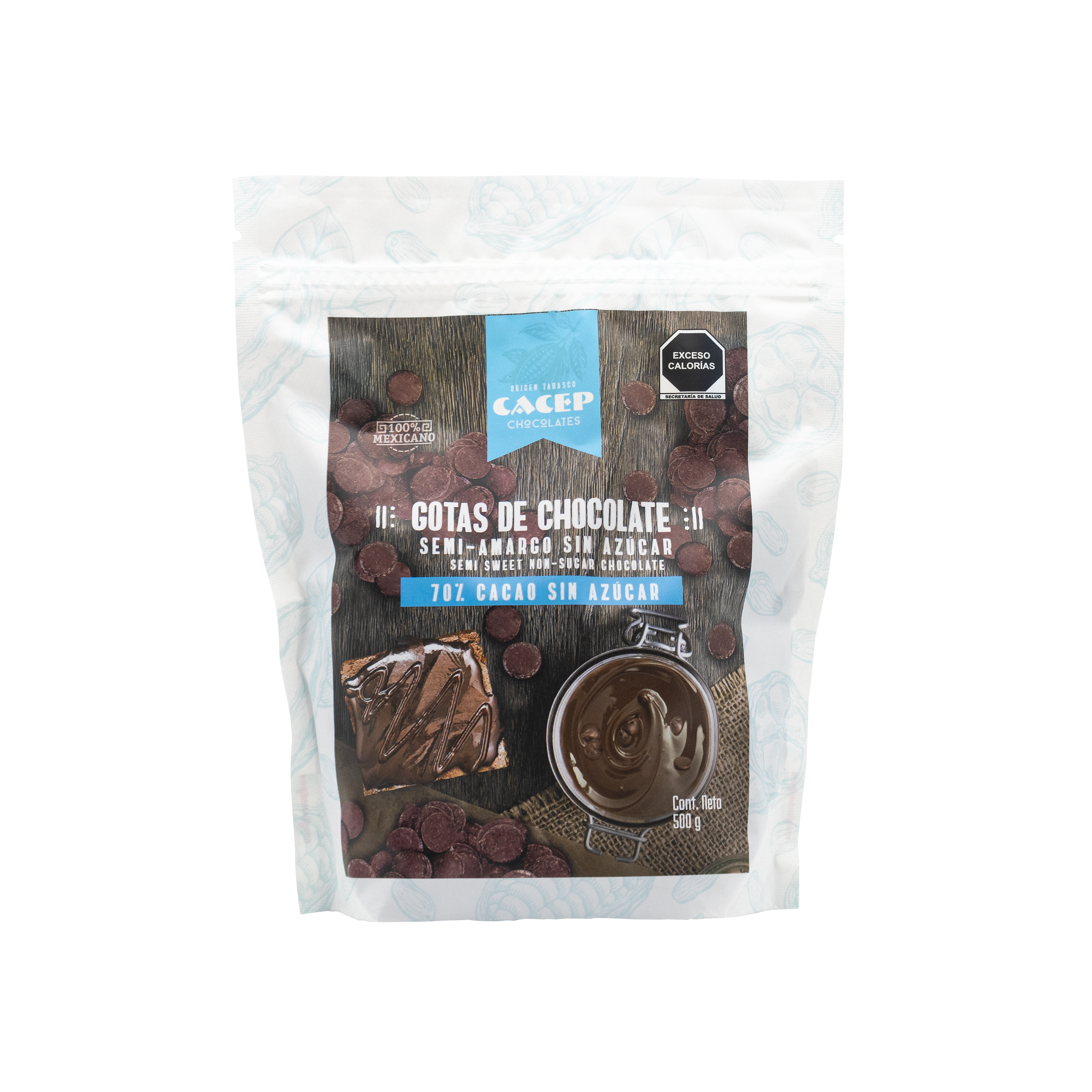 Gotas de Chocolate 70% Cacao SIN AZÚCAR  500 g