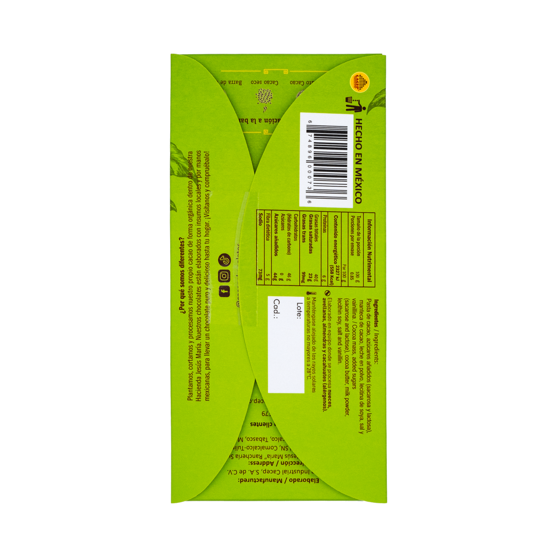 Barra de 85g Chocolate Oscuro con Leche
