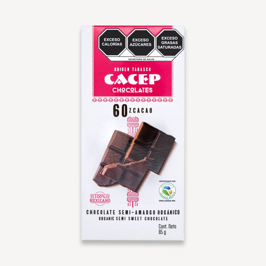 Barra de 85g Chocolate semi amargo 60% cacao