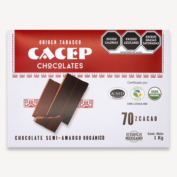 Barra de 1kg chocolate semi amargo 70% cacao