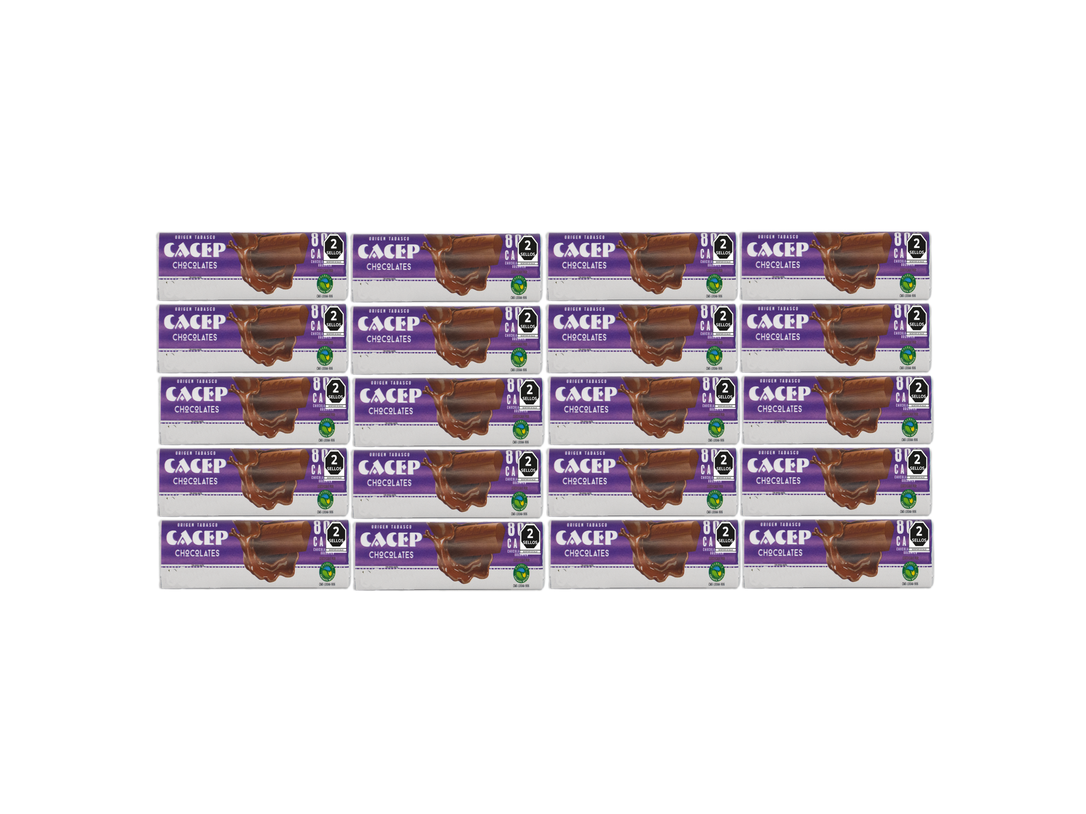 Barritas de 20g de chocolate amargo 80% cacao, 20pz