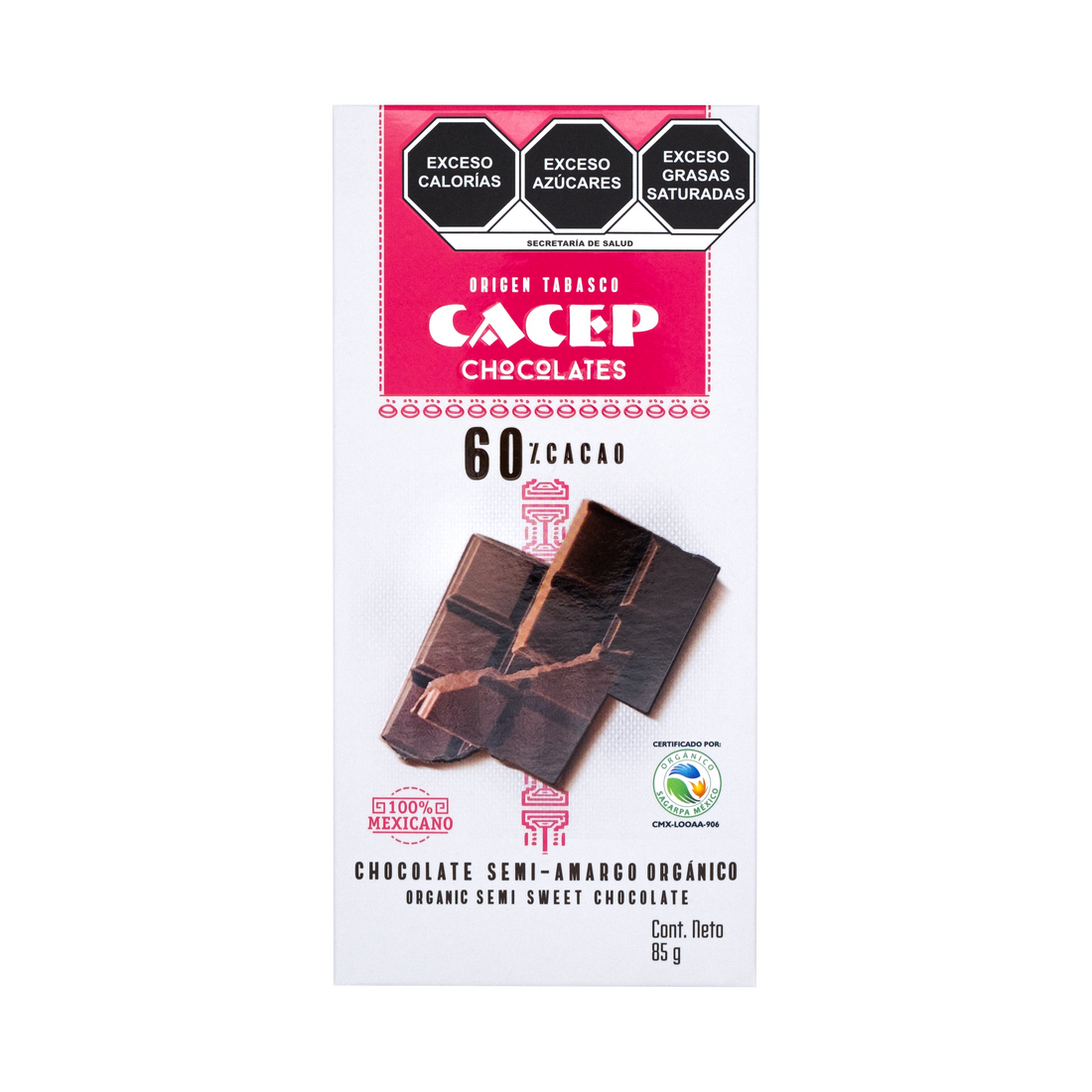 Barra de 85g Chocolate semi amargo 60% cacao