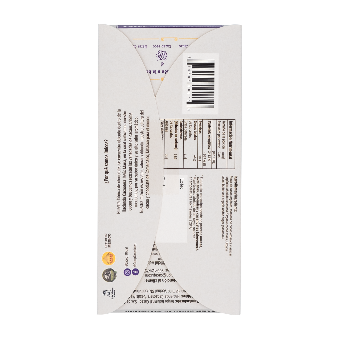 Barra de 85g Chocolate Amargo 80% Cacao