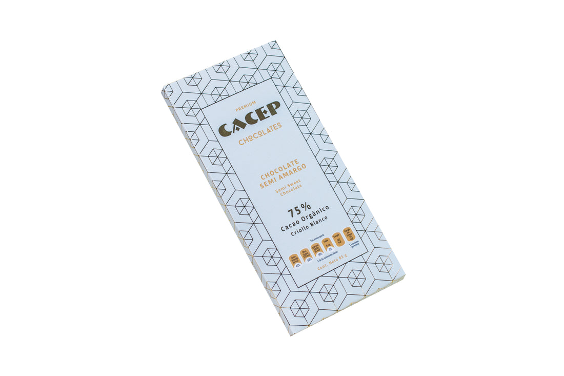 Barra de 85g Chocolate 75% cacao criollo blanco