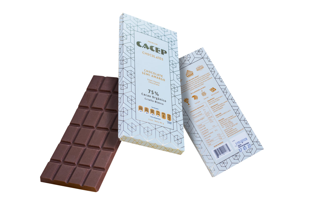 Barra de 85g Chocolate 75% cacao criollo blanco