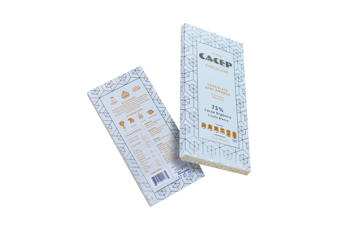 Barra de 85g Chocolate 75% cacao criollo blanco