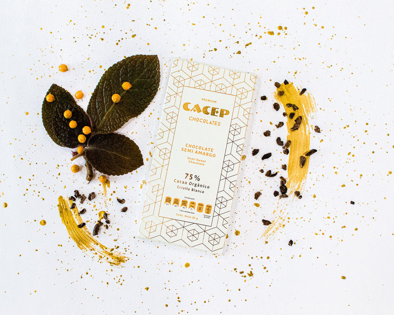 Barra de 85g Chocolate 75% cacao criollo blanco