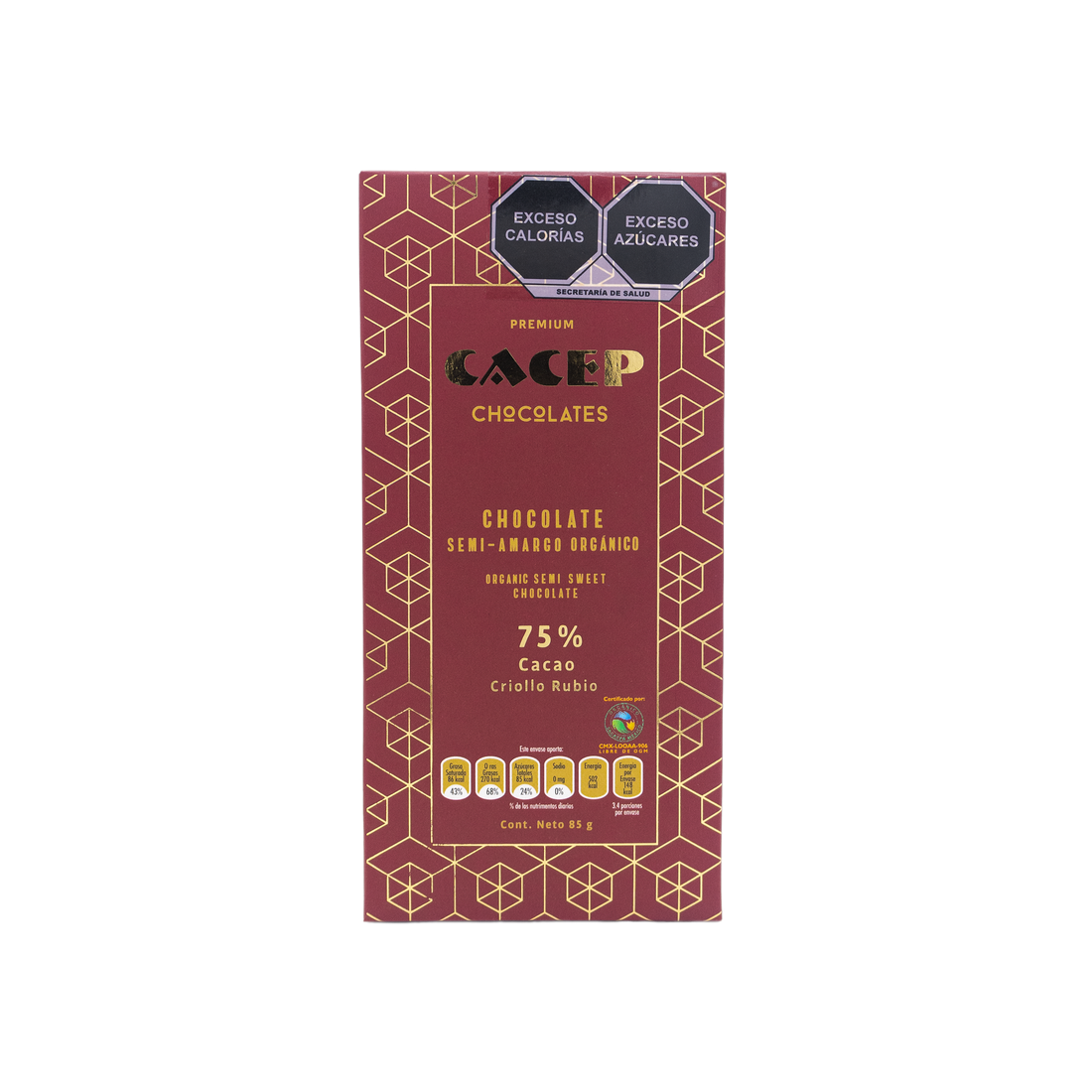 Barra de 85g Chocolate 75% Cacao Rubio