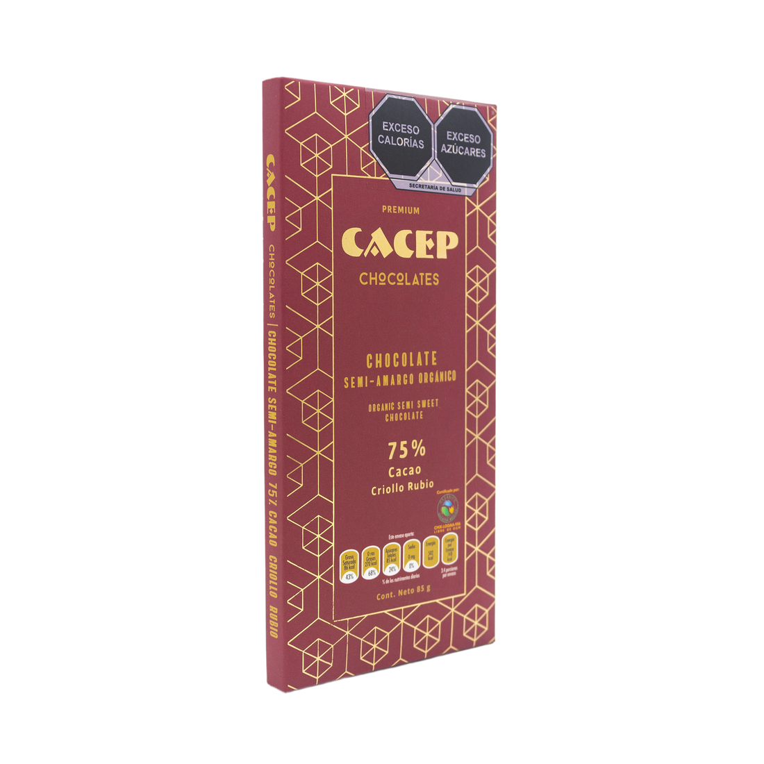 Barra de 85g Chocolate 75% Cacao Rubio