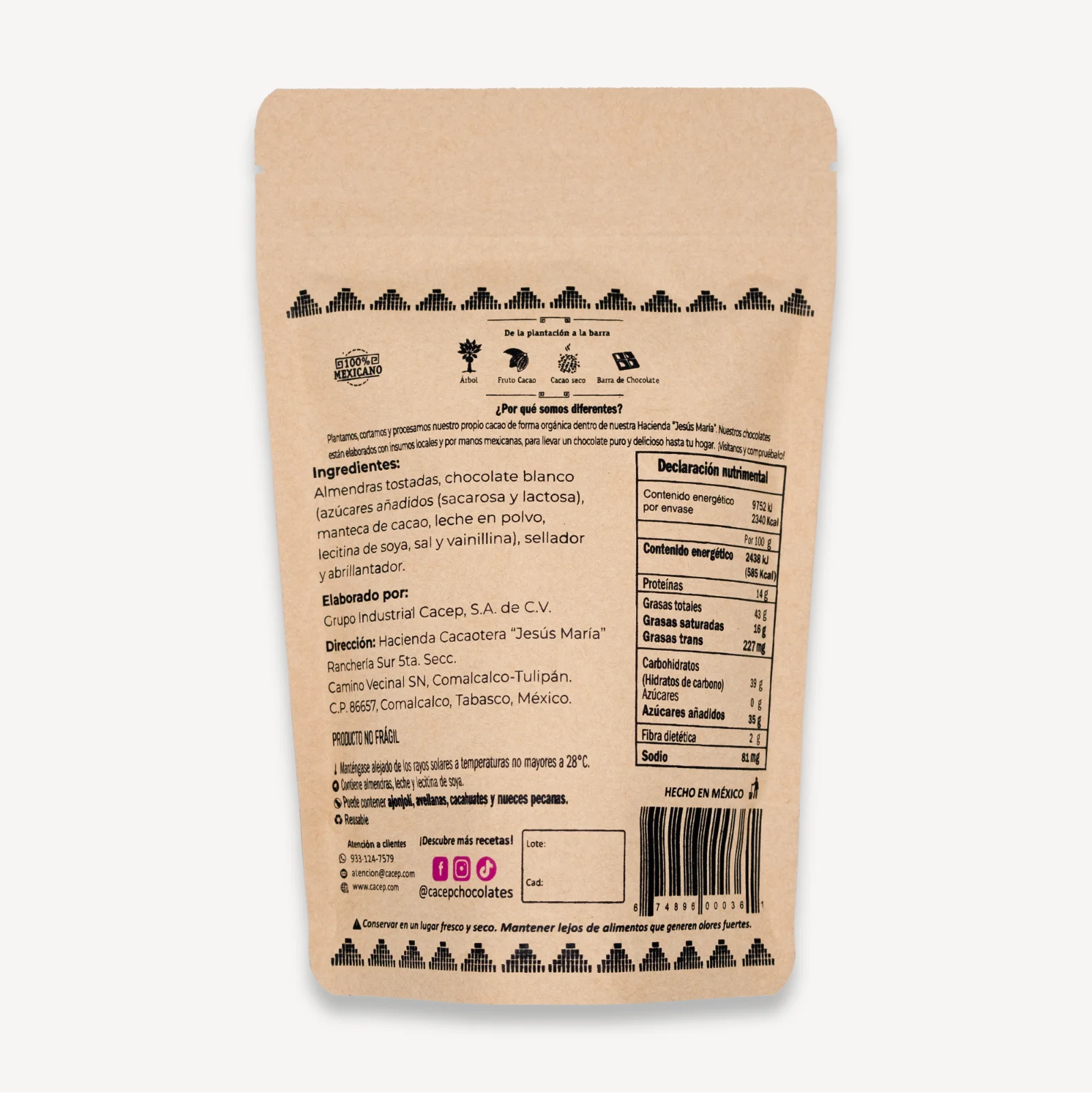 Almendras con chocolate blanco, Confituras  400 g