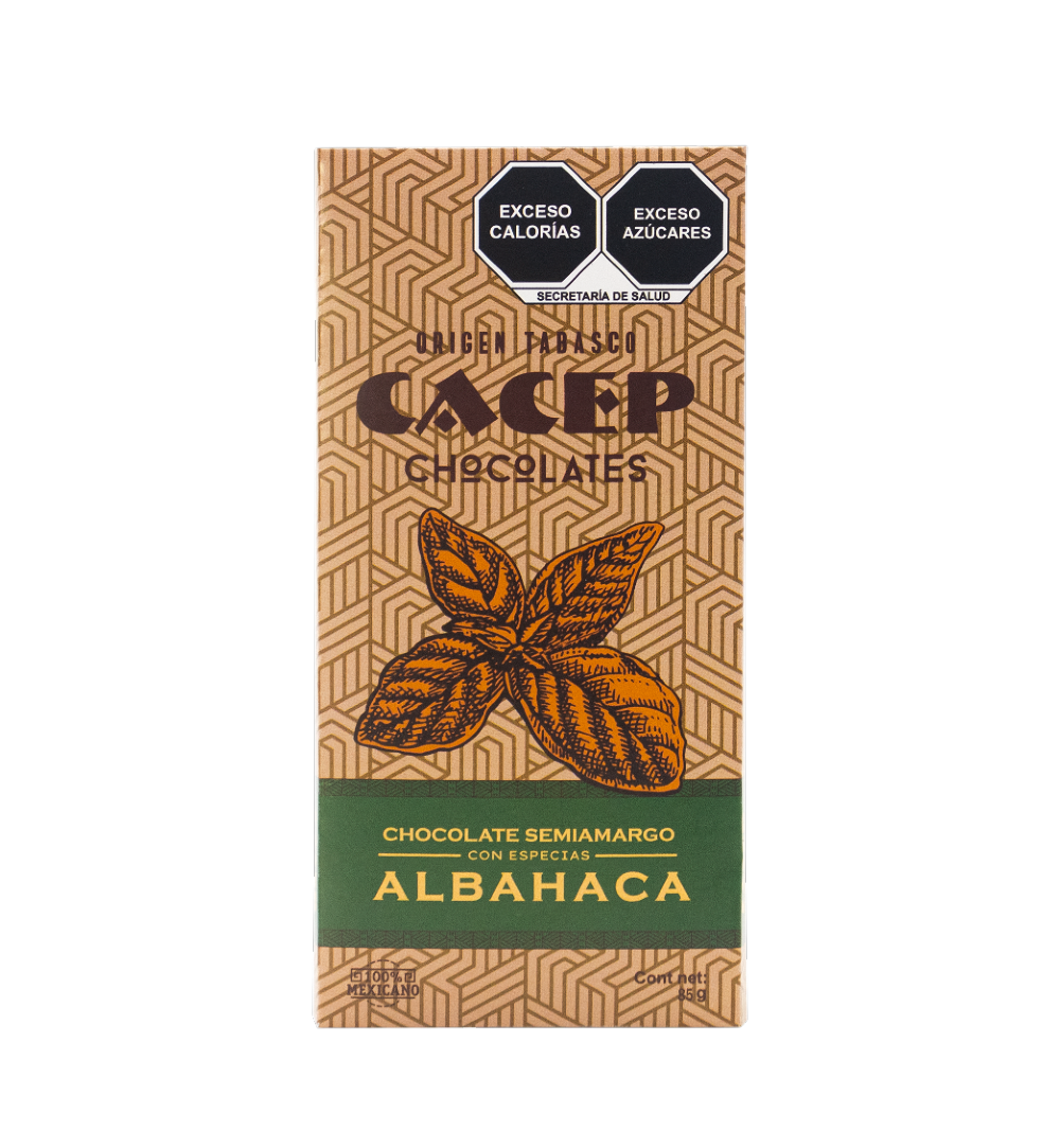 Barra de 85g Chocolate 70% con albahaca