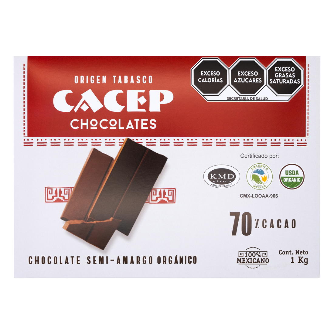 Barra de 1kg chocolate semi amargo 70% cacao