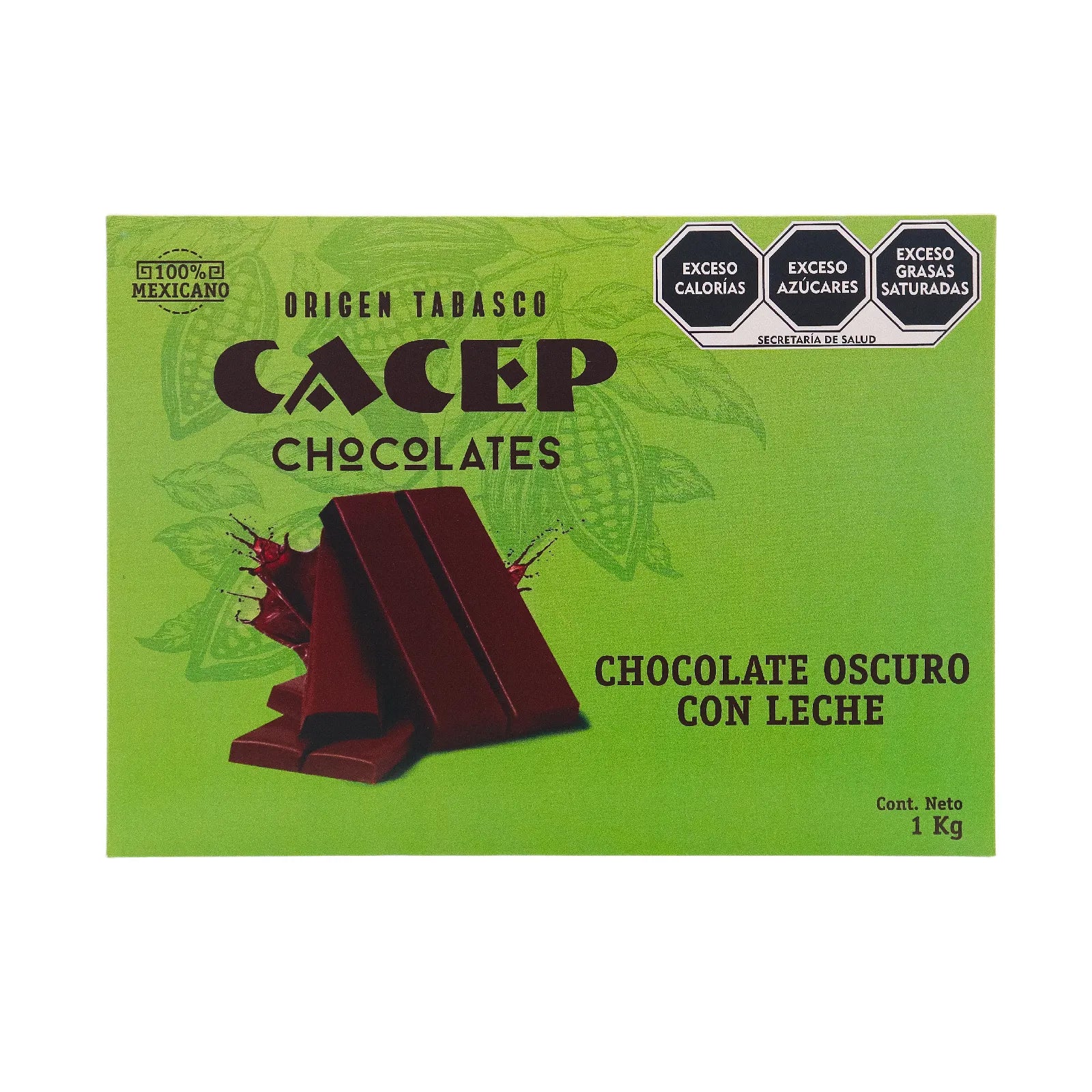 Barra de 1kg Chocolate Obscuro con Leche Cacao