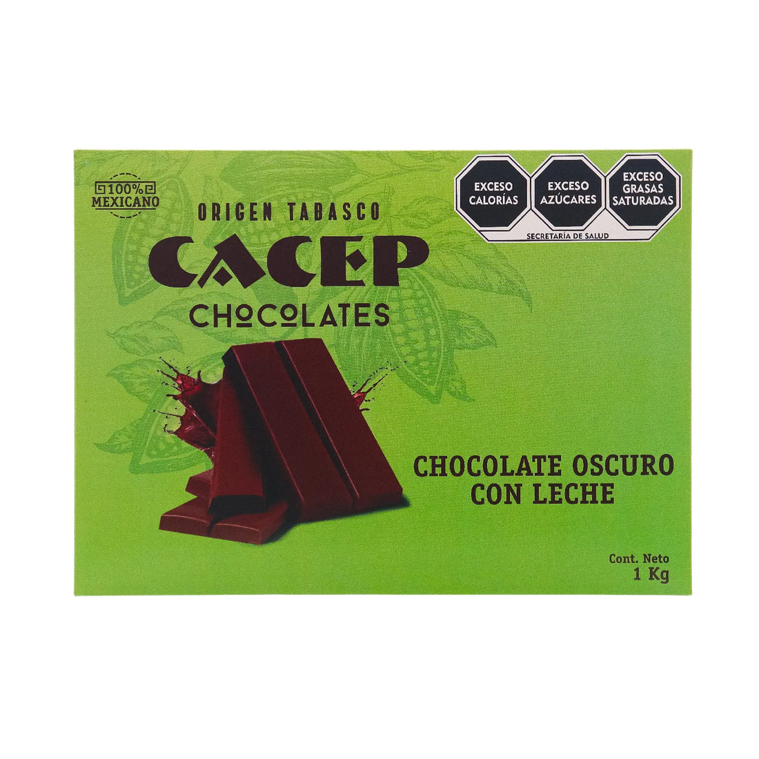 Barra de 1kg Chocolate Obscuro con Leche Cacao