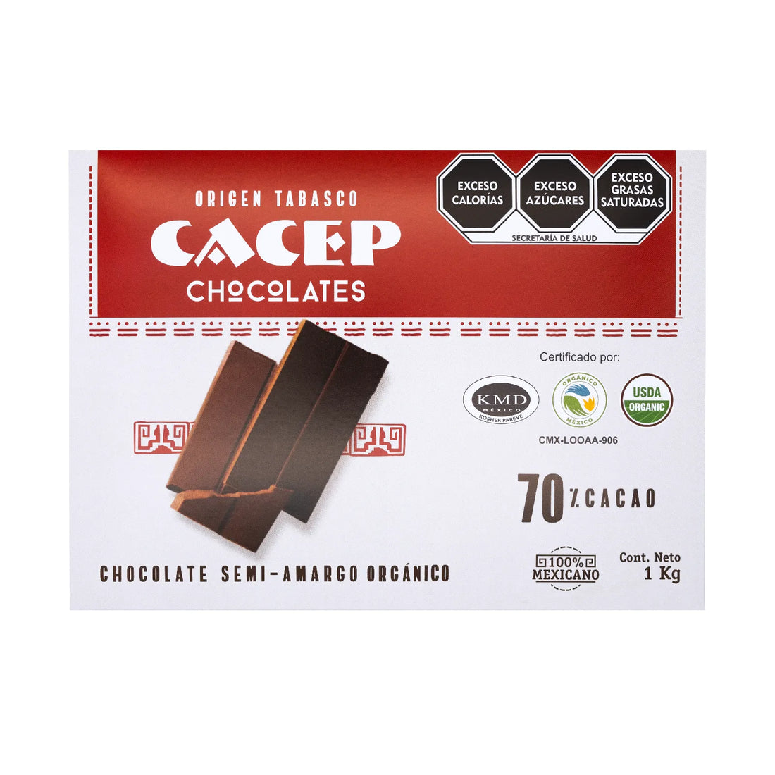 Barra de 1kg chocolate semi amargo 70% cacao