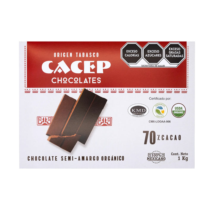 Barra de 1kg chocolate semi amargo 70% cacao