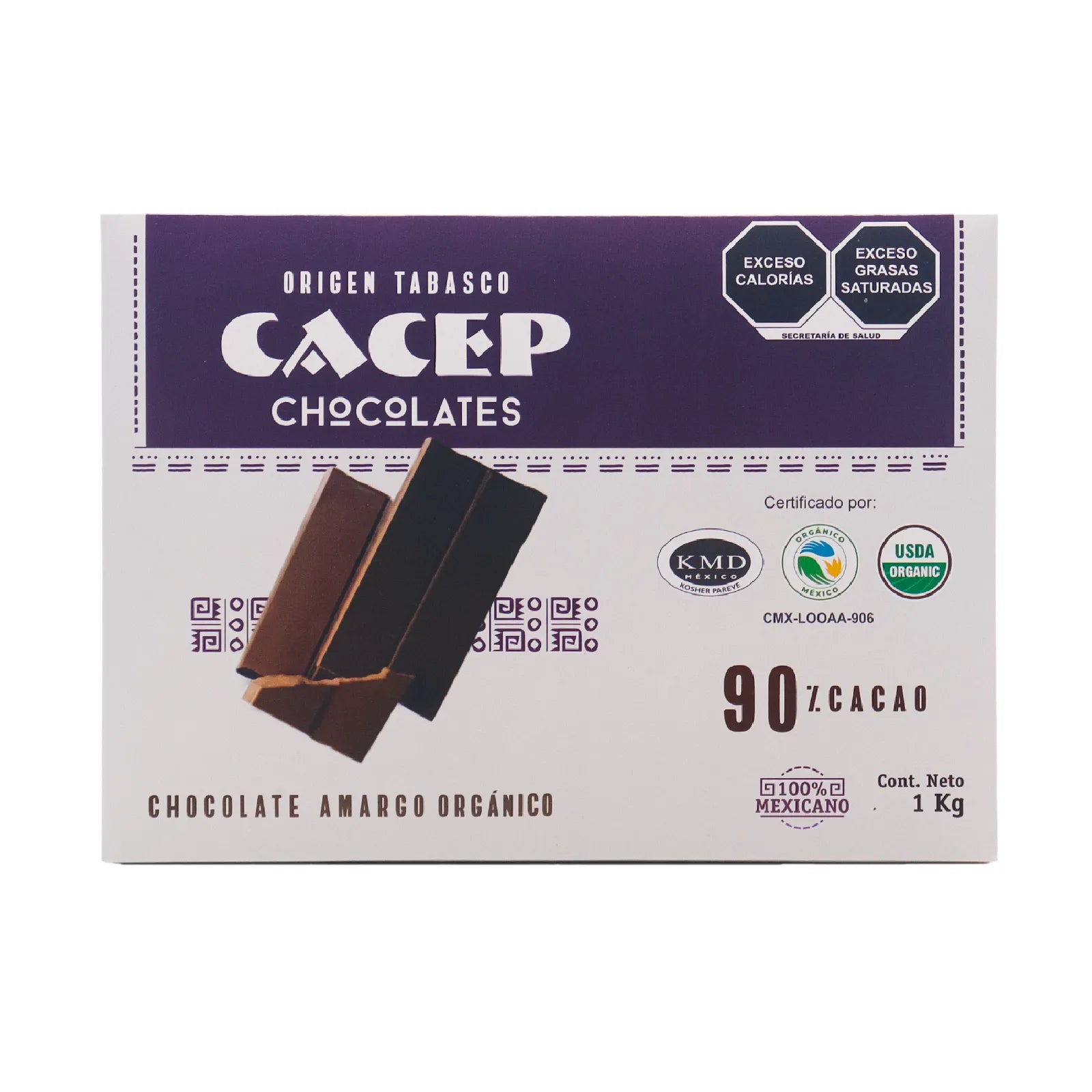 Barra de Chocolate 1kg Amargo 90% Cacao, 1kg