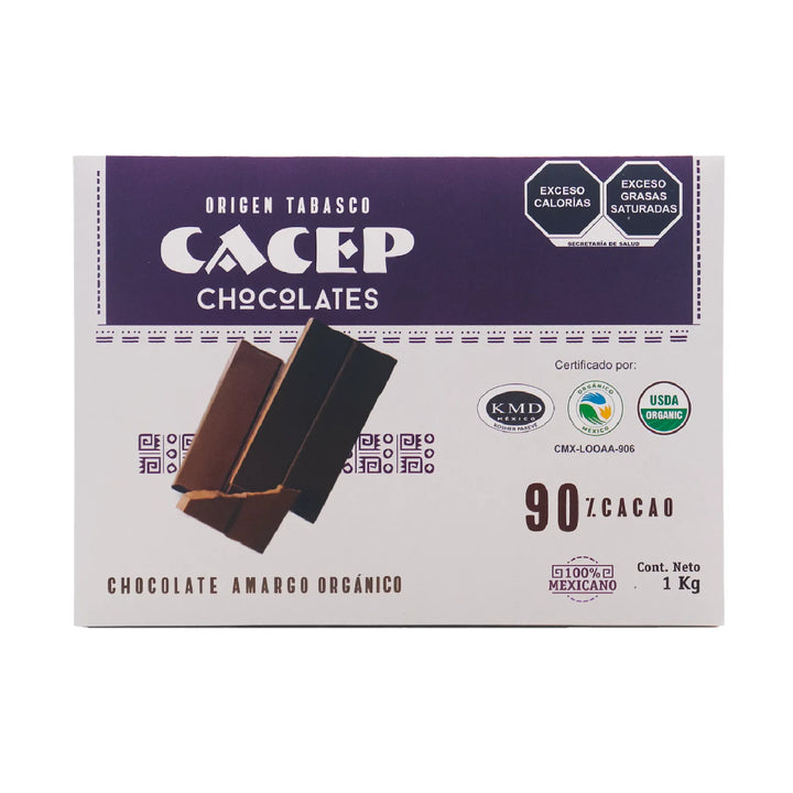 Barra de Chocolate 1kg Amargo 90% Cacao, 1kg