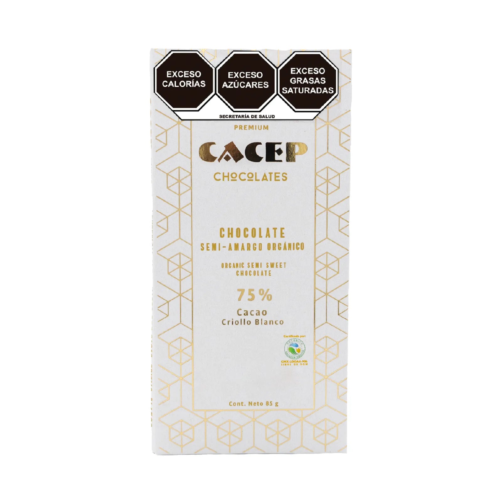 Barra de 85g Chocolate 75% cacao criollo blanco
