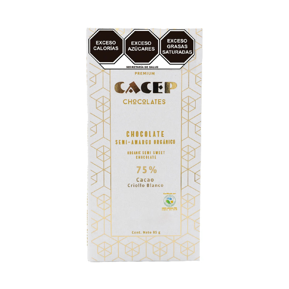 Barra de 85g Chocolate 75% cacao criollo blanco
