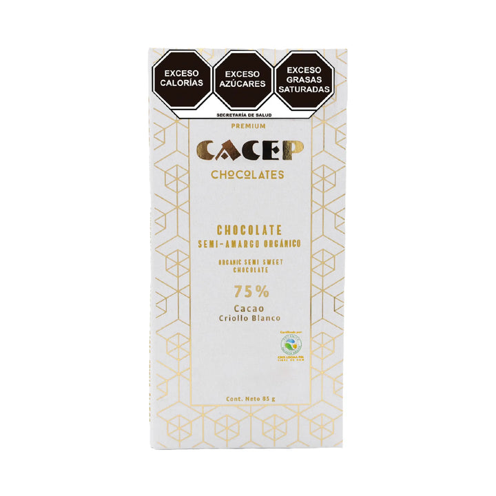 Barra de 85g Chocolate 75% cacao criollo blanco
