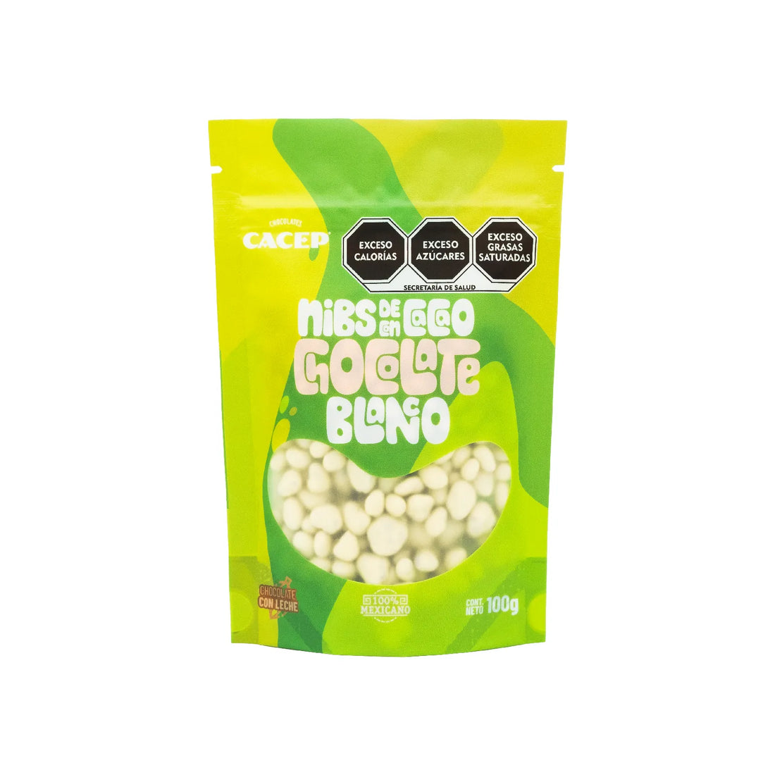 Nibs de cacao con Chocolate Blanco 32%, 100 g, Confitura