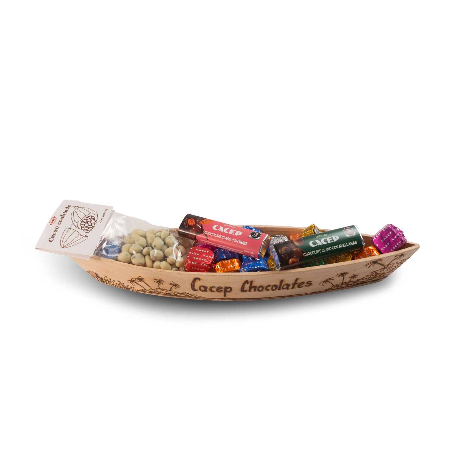 Cayuco de madera grabado, mediano s/c