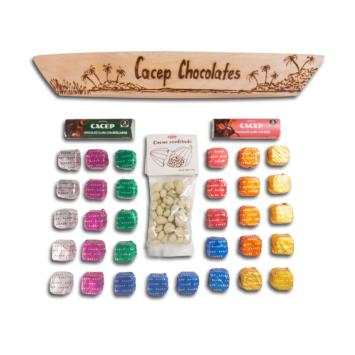 Cayuco de madera grabado, mediano s/c