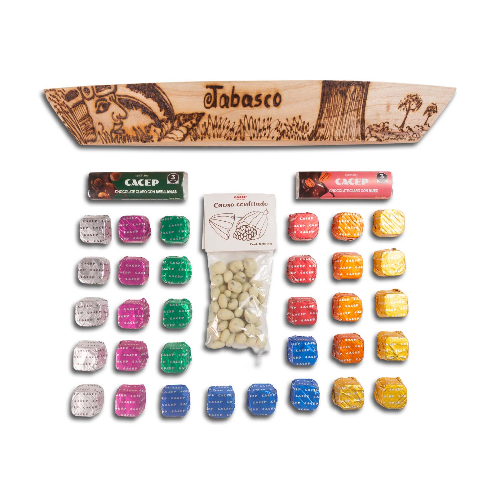 Cayuco de madera grabado, mediano s/c