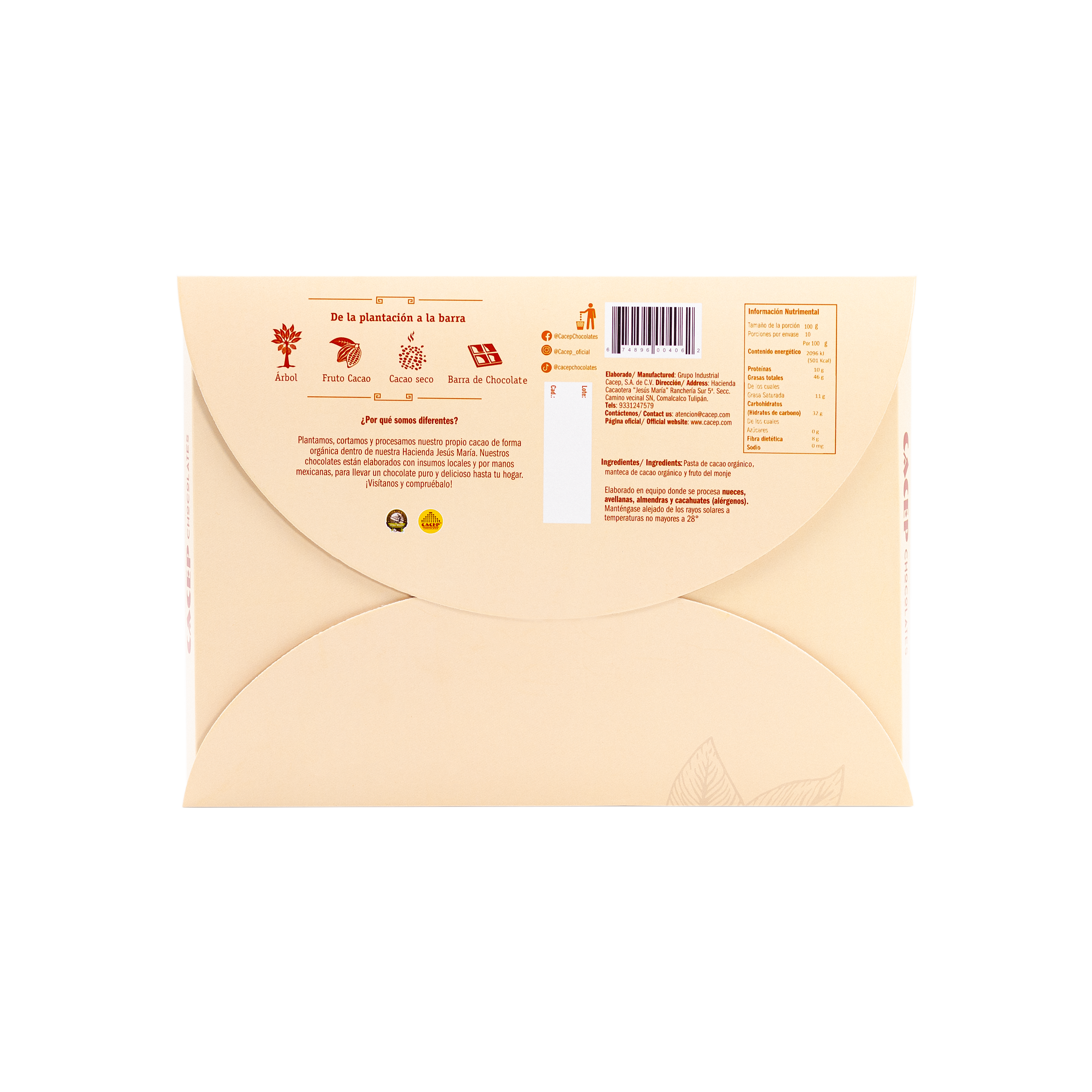 Barra de 1kg 80% Cacao SIN AZÚCAR MONK FRUIT