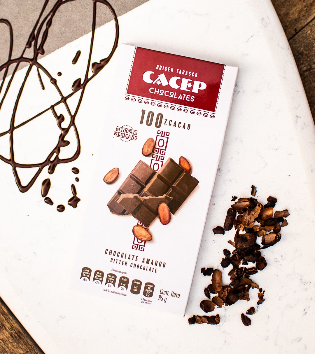 Barra de 85g Chocolate amargo 100% cacao